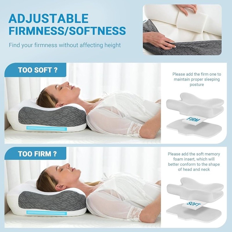 CPAP Neck Pillow Ergonomic Memory Foam Adjustable Height Side Sleepers Support