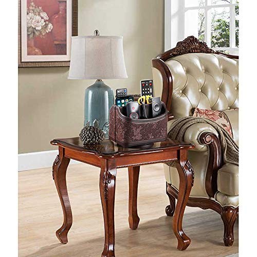 Leather 360°Rotatable Remote Control Holder,Nightstand TV Remote 1 Retro