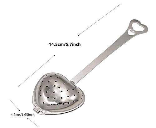 Long Grip Tea Filter, Stainless Steel Heart Shaped