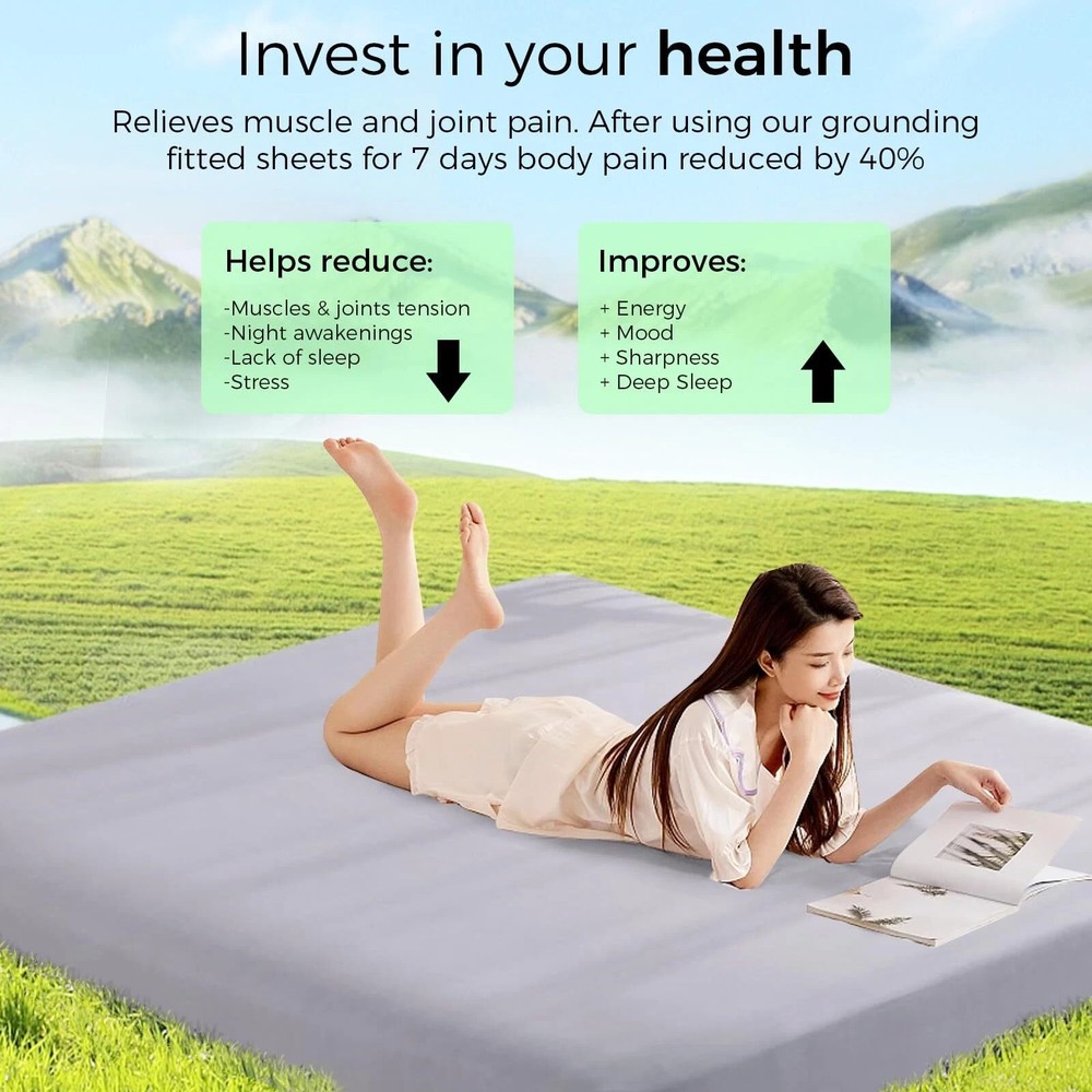 Grounding Fitted Sheets Queen Earthing Sheets Queen Size 95% Organic Cotton+ ...