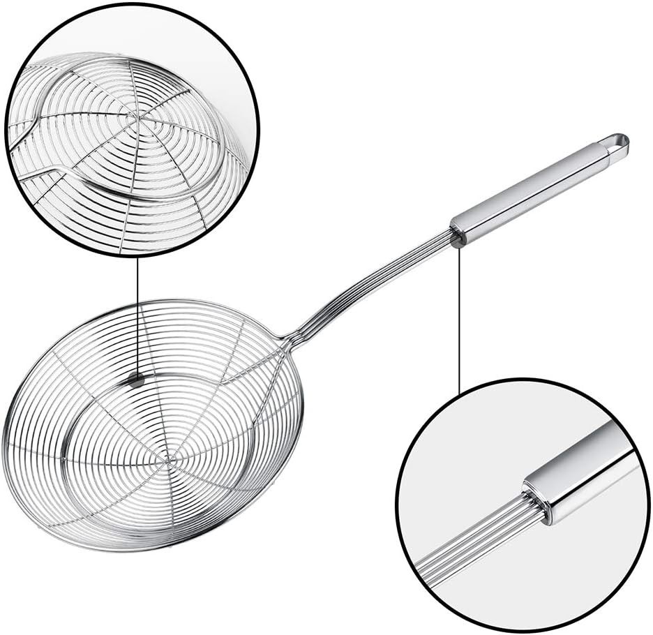 Dishwasher Safe Spider Skimmer with Comfortable Handle for Effortless Straining