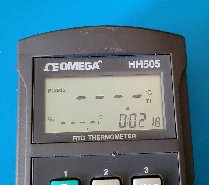 Omega HH505 RTD Thermometer Hand Held Powers On Untested No Probes