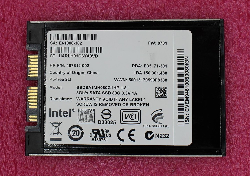 HP 80GB 1.8 inch SSD