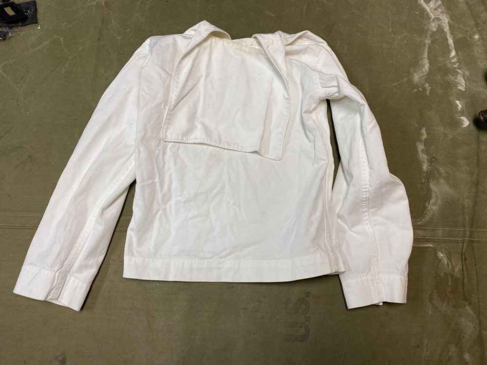 ORIGINAL WWII US NAVY EM DRESS "WHITES" JUMPER SHIRT-XSMALL