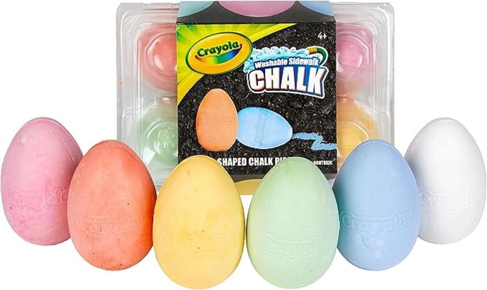 CRAYOLA SIDEWALK CHALK WASHABLE 6 DIFFERENT COLORS EGG SHAPED CHALKS Easter Gift