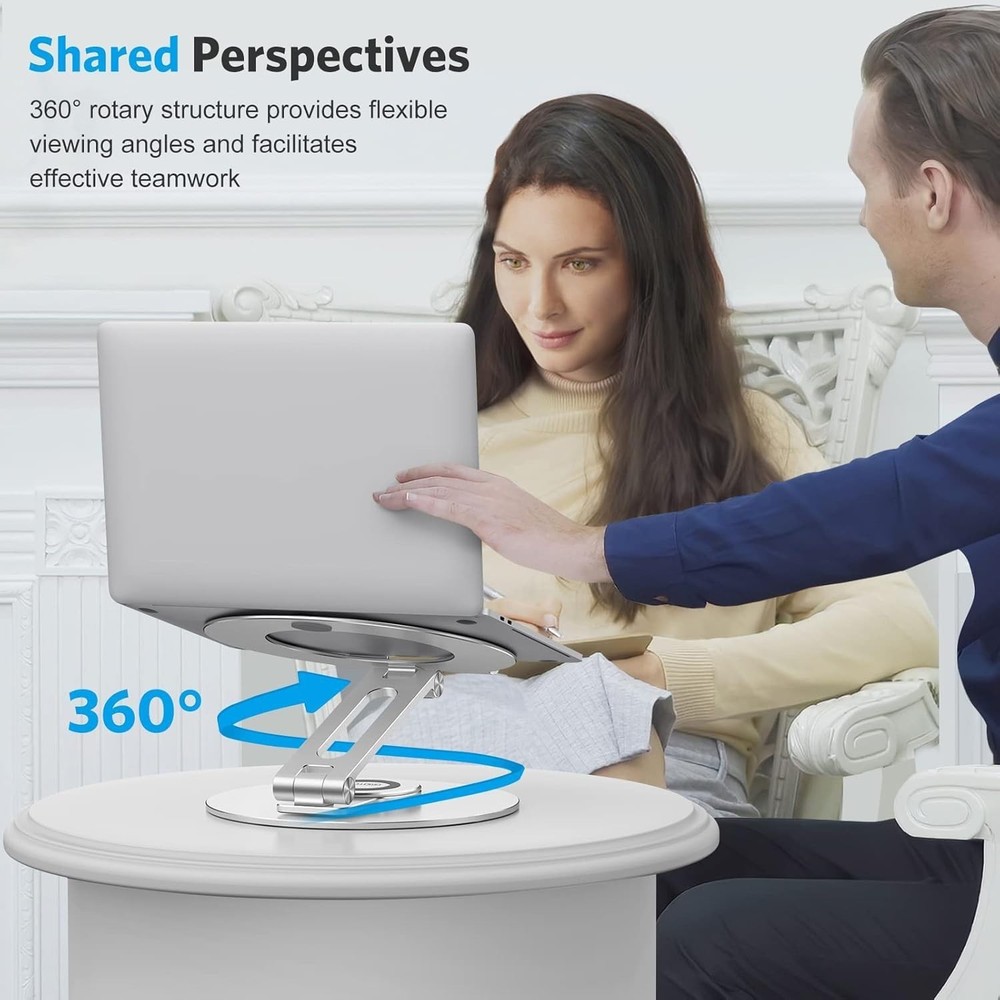 Adjustable Laptop Stand with 360 Rotating Base, Ergonomic Laptop Riser for Co...