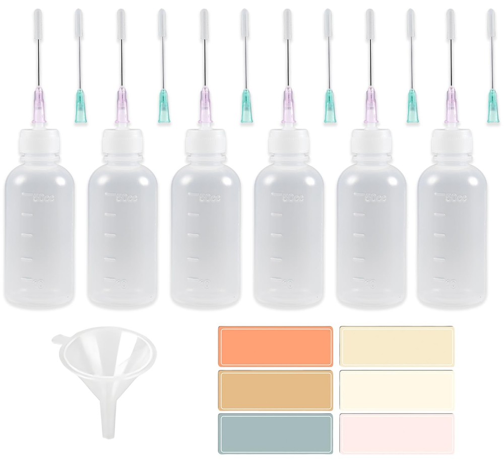 6 Pack Needle Tip Squeeze Bottle 50mL,Precision Gun Oil Bottle, Needle Oiler