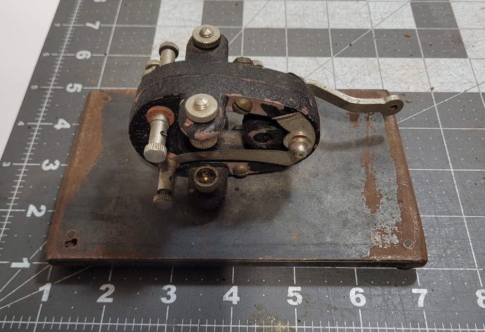 Telegraph Key  Mounted On Metal Board Unknown Brand