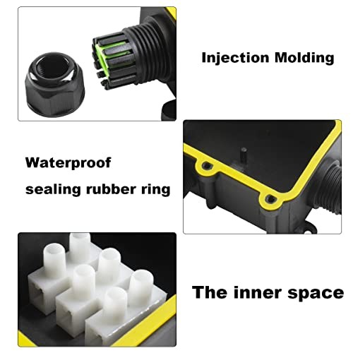 Underground Electrical Junction Box IP68 Waterproof Plastic Black 2Way