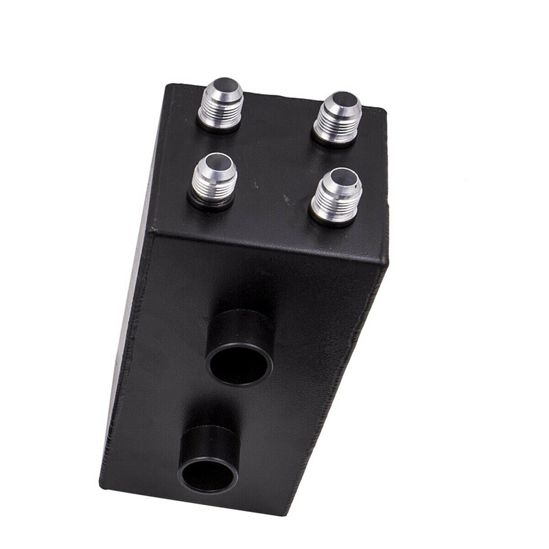AN10 Oil Catch Can Reservoir Tank w Dual Breather Filter Baffled Tank Kit 4 Port