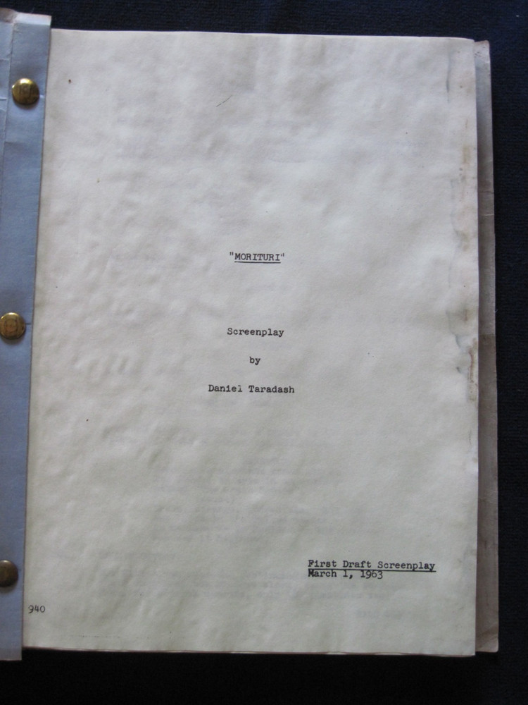 ORIGINAL 1ST DRAFT SCRIPT - MORITURI - STARRING MARLON BRANDO & YUL BRYNNER