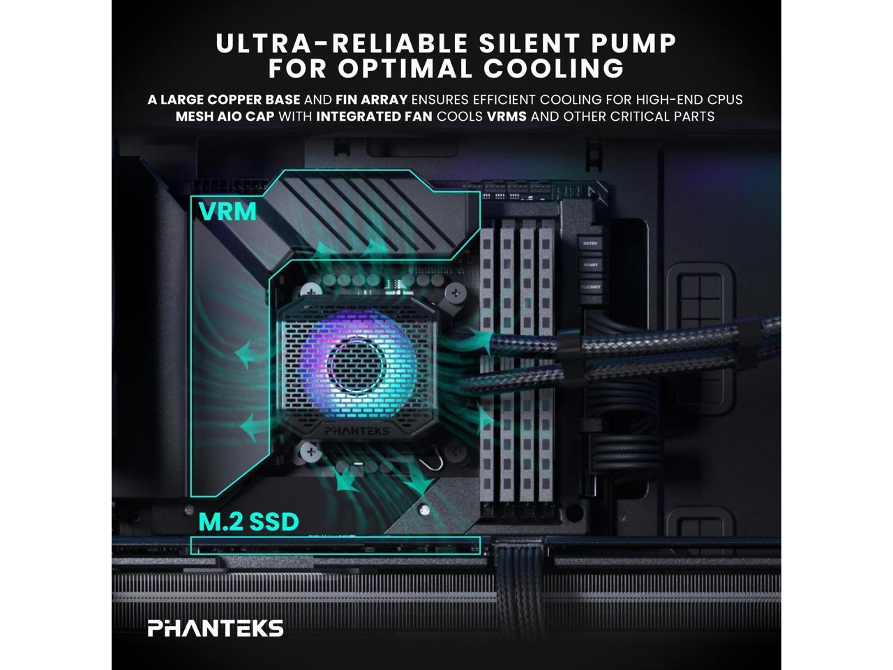 Phanteks Glacier One 360M25 G2 AIO Liquid CPU Cooler, Black, RGB Pump Cap Design