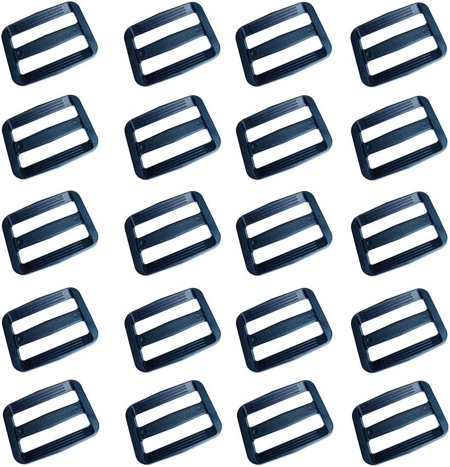 200pcs 1 inch Plastic Tri-Glide Slides Buckles,Adjustable Webbing Strap Triglide