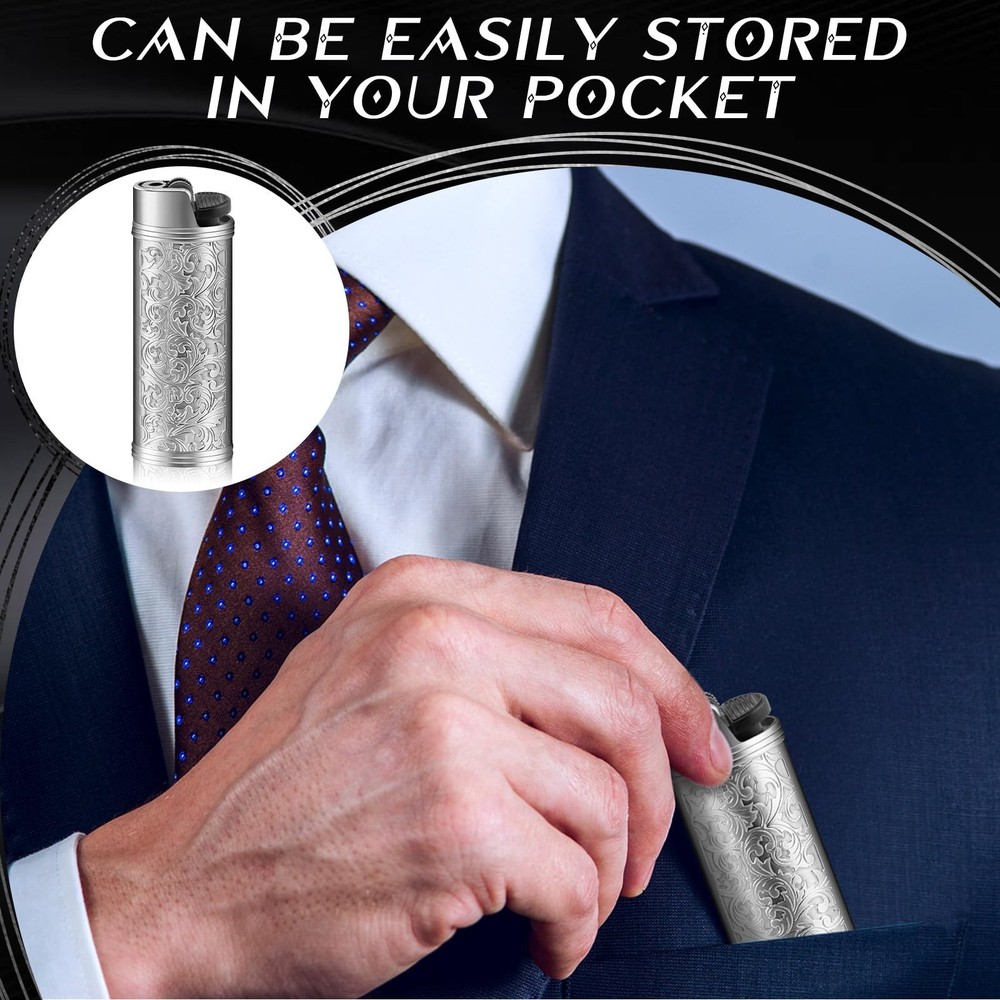 Threlaco 2 Pack Vintage Metal Lighter Case Cover Holder, Vintage Floral Stamp...