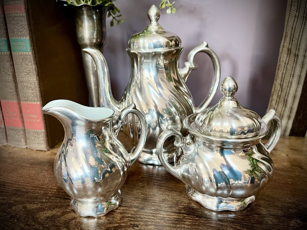 WMF (Germany) Silver-Coated Porcelain Tea Set