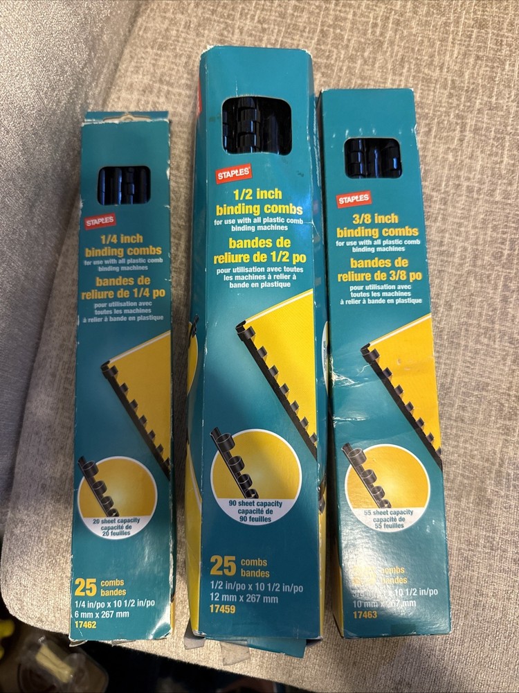 Staples Binding Combs Three Sizes For Use W All Plastic Comb Binding Machines