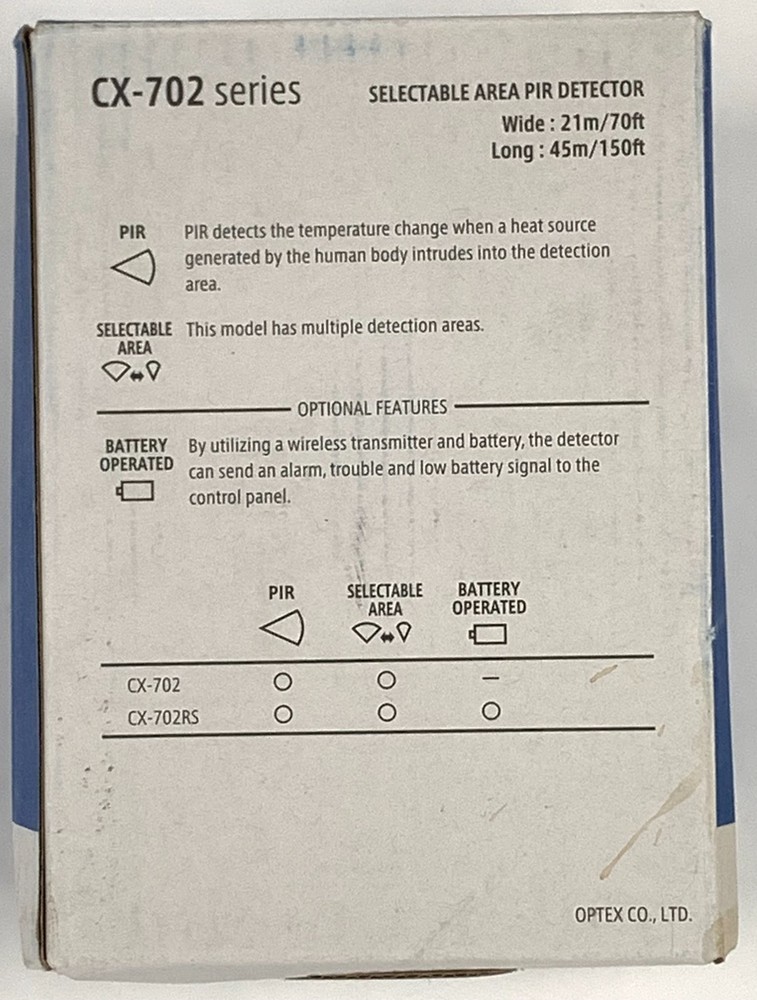 Optex CX-702(C) Selectable Area PIR Detector