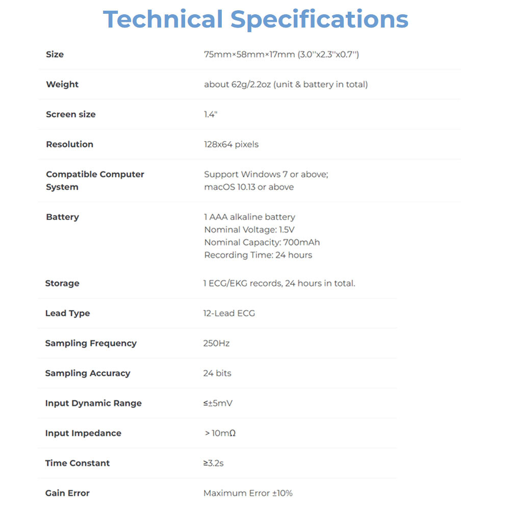 12 lead Holter Monitor 24h Portable with AI analysis software for Mac & Windows