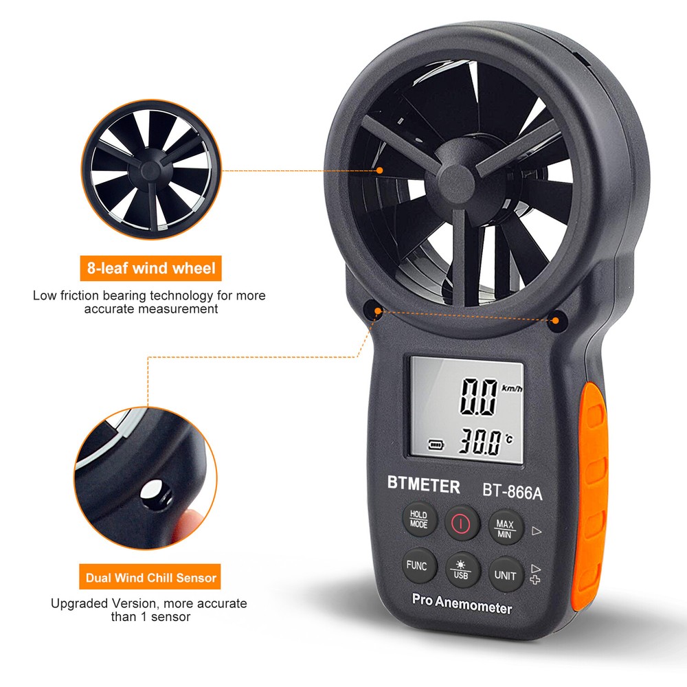 Pro Digital Anemometer Wind Meter 40M/S Air Flow HVAC Anemometer WindMeter-
