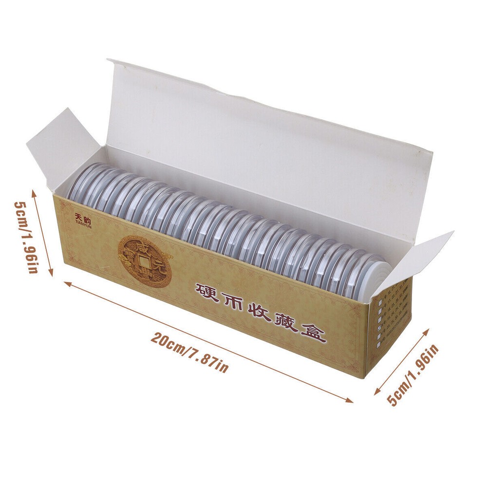 100PC 46mm Coin Storage Box Round Clear Plastic Case Capsules Container Holder