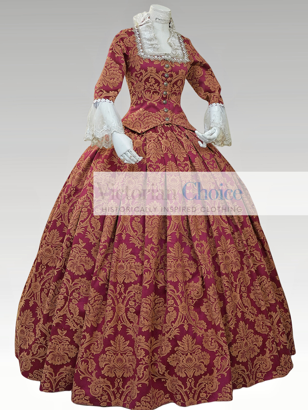 Georgian Bridgerton Queen Charlotte Victorian Brocade Ball Gown Period Dress 609