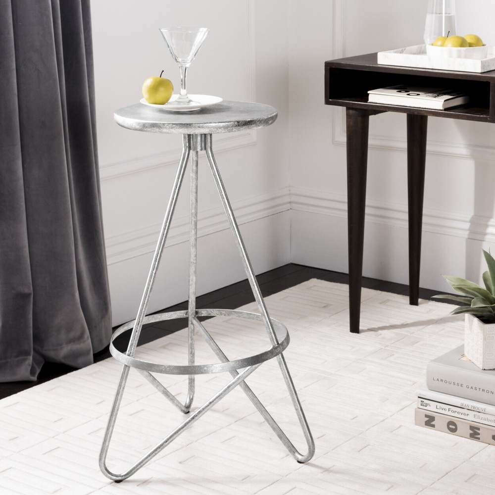SAFAVIEH Galexia Bar Stool | Silver / Leaf |