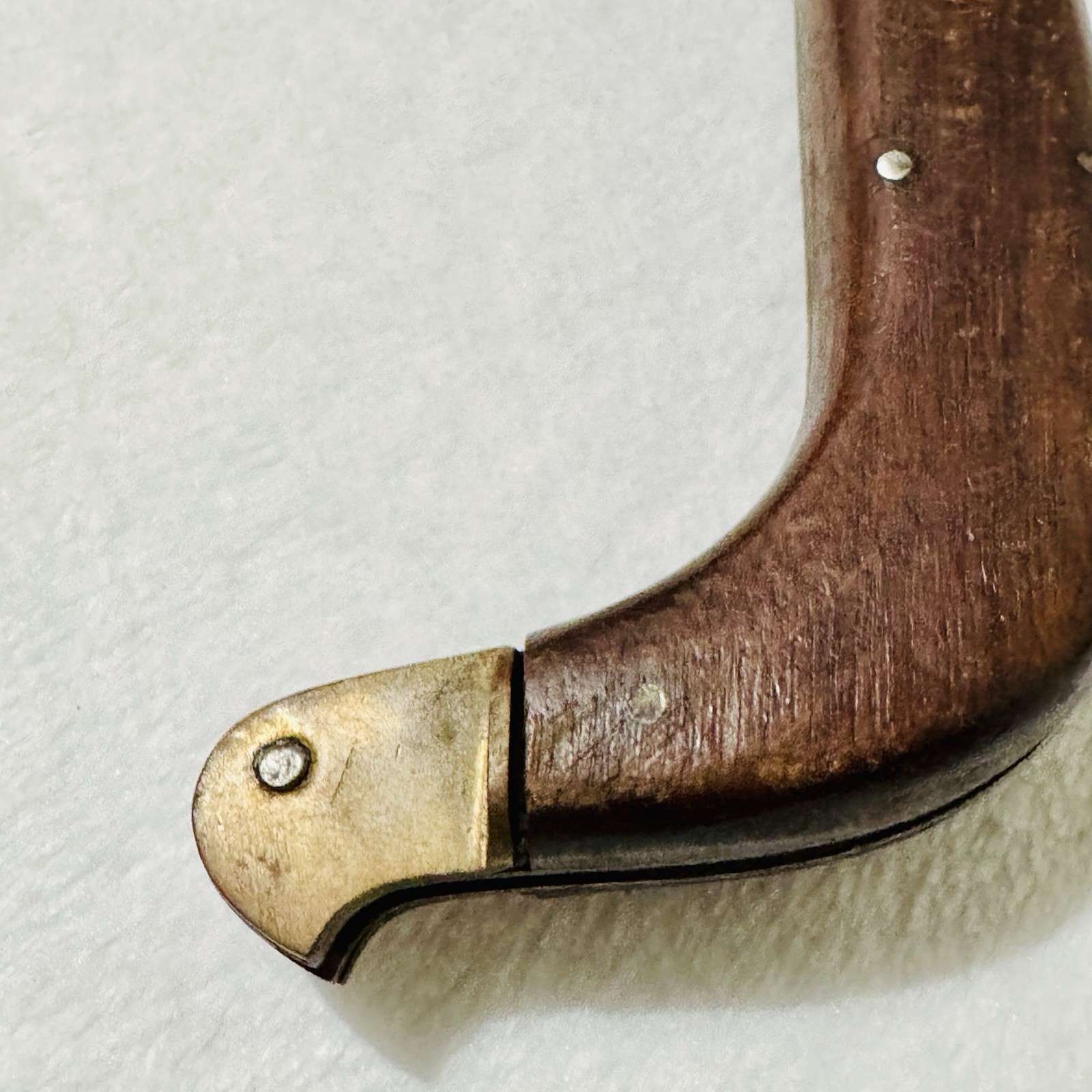 Whitby-Foreign-Roncola-Pruning-Thatcher-Bill-Hook-Knife-W/-Brown-Wooden-Handle