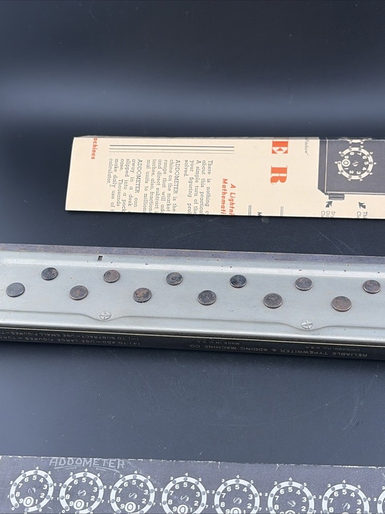 Vintage Addometer Adding Machine Calculator & Stylus Pen Co Chicago Complete