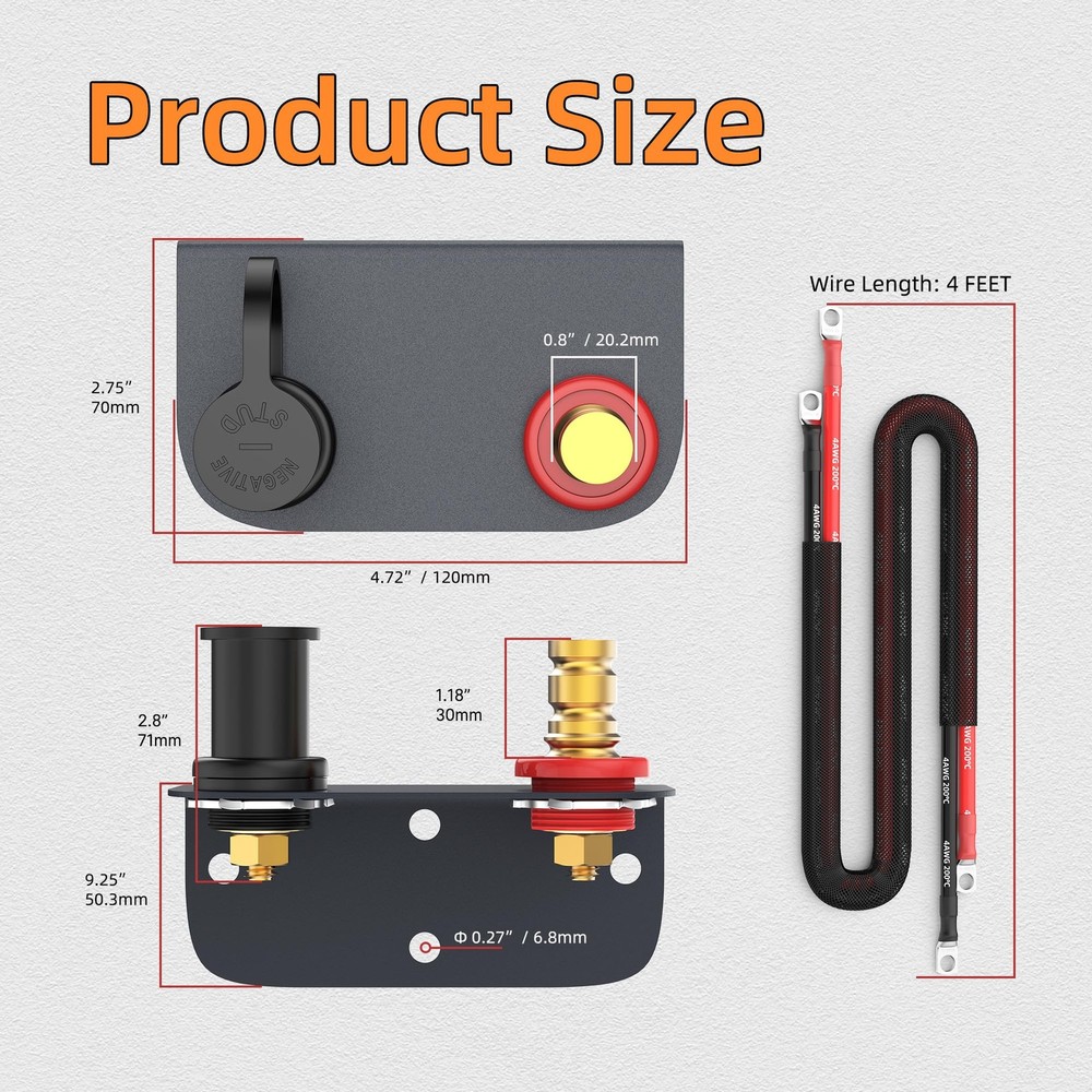 Joinfworld Remote Battery Terminals Terminals, Side Mount Kit