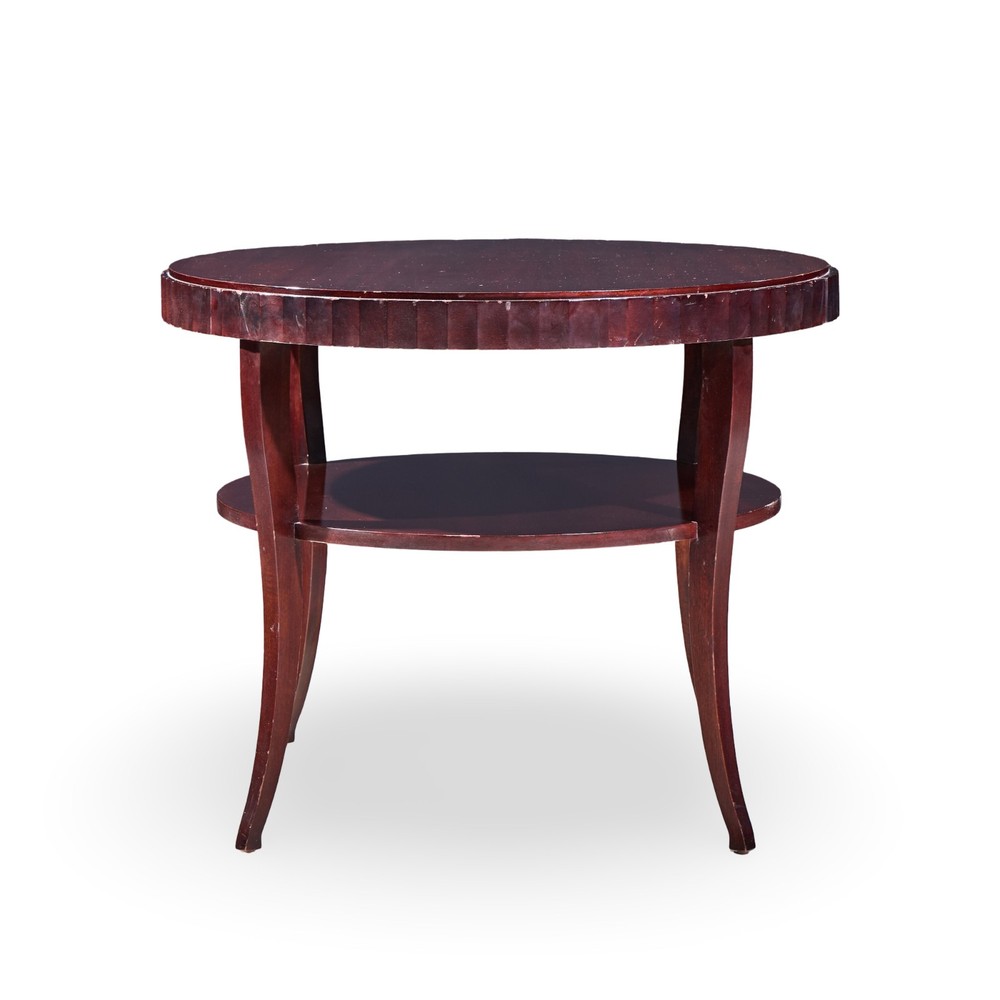 Barbara Barry for Baker Mahogany Fluted Edge Side End Table - Pair