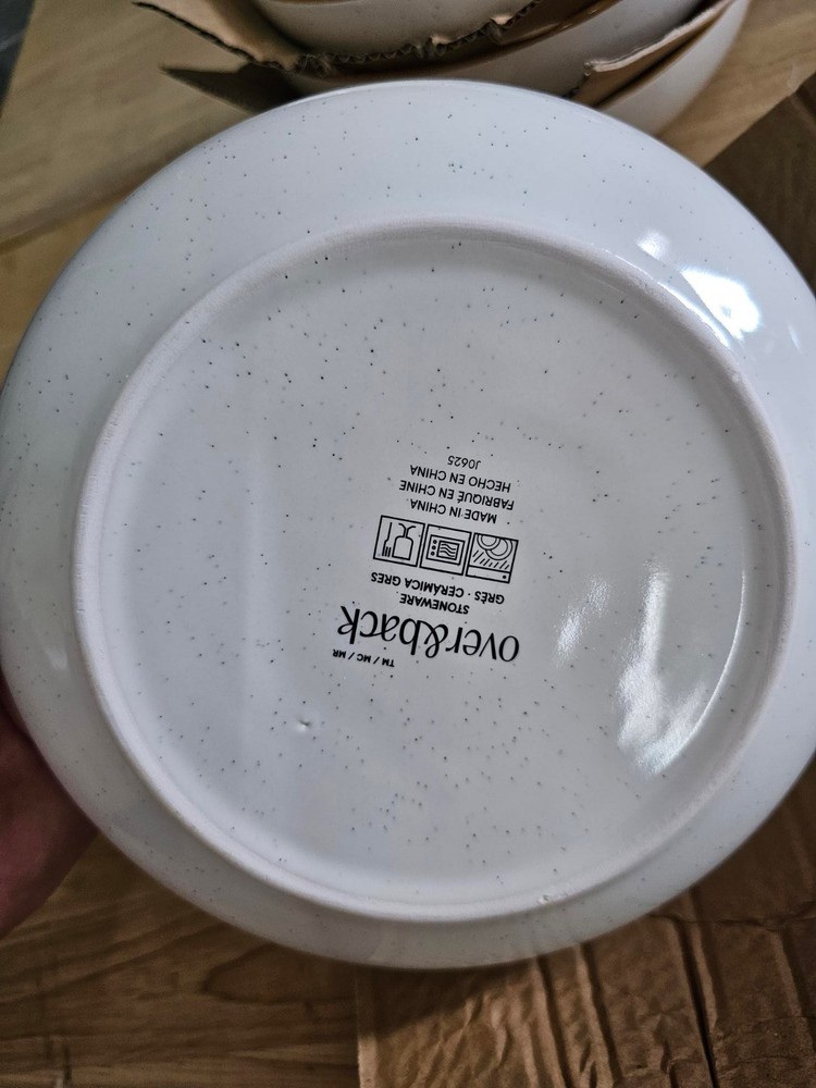 4 PACK - 8" Dinner Bowls - Over&Back Options Dinnerware Stoneware Speckled White