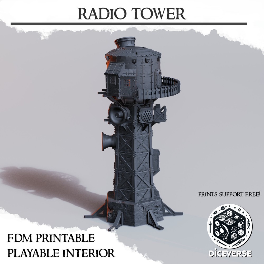 Radio Tower | Wargame Terrain | Playable Interior | FDM printed