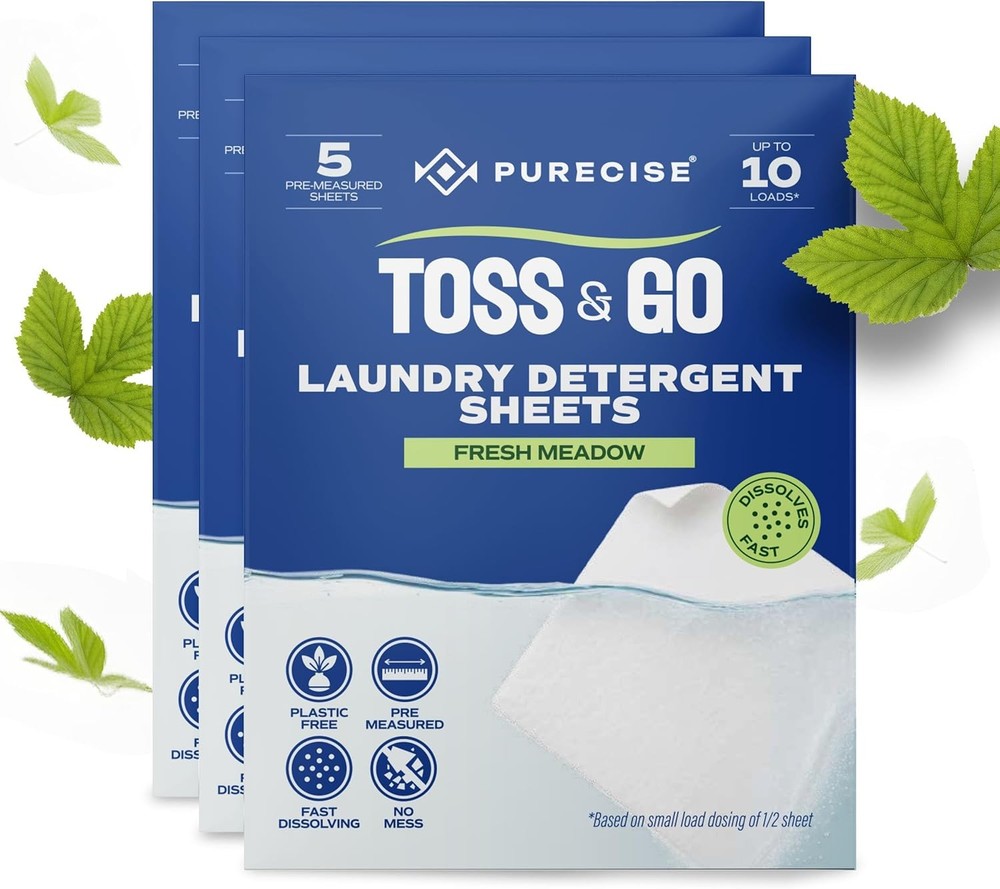 Laundry Deternt Sheets – 30 Loads, Fresh Meadow Scent | Eco-Friendly,