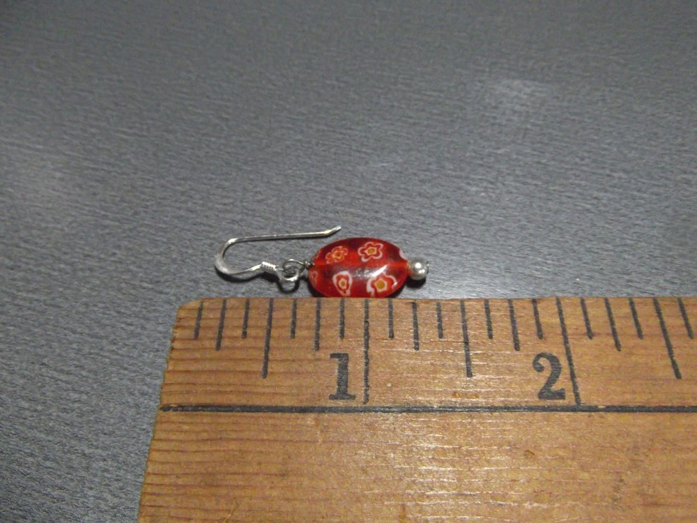 1 Pair Unique .5"in Glass Orange Etched Round Shape Dangle