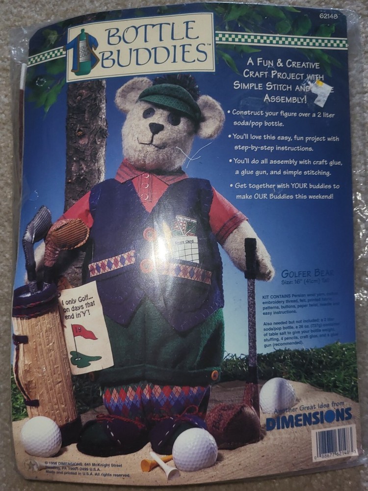 Dimensions Bottle Bubbies Golfer Bear Craft Project