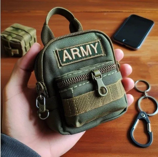 Mini Tactical Utility Backpack Keychains EDC Hang Bag Key Pouch Lobster Clasp