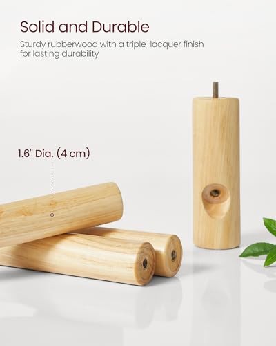 Solid Wood Coat Rack, Free Natural Beige Square Base + Cylindrical Hooks