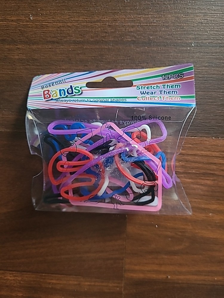 12 Baseball Shaped Silicone Rubber Bands