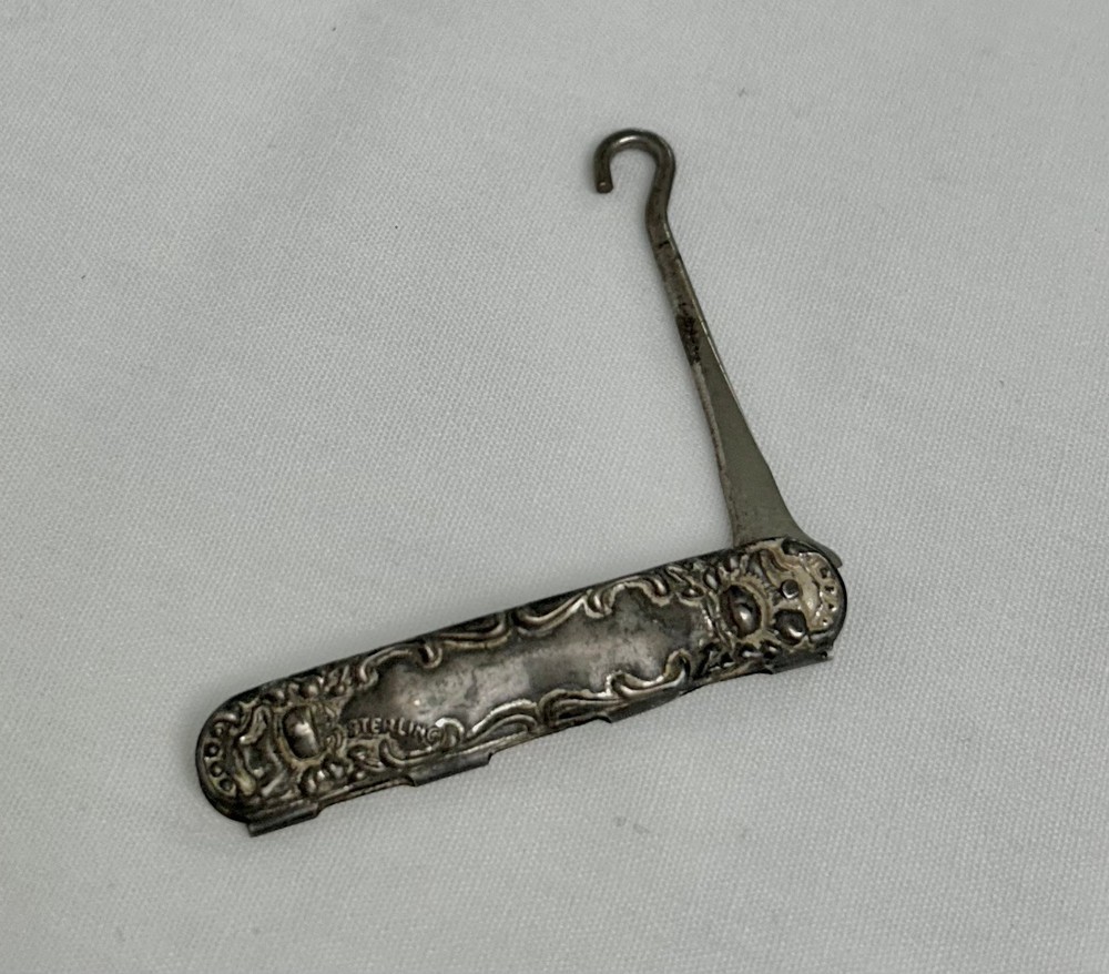 Antique Sterling Silver Folding Button Hook