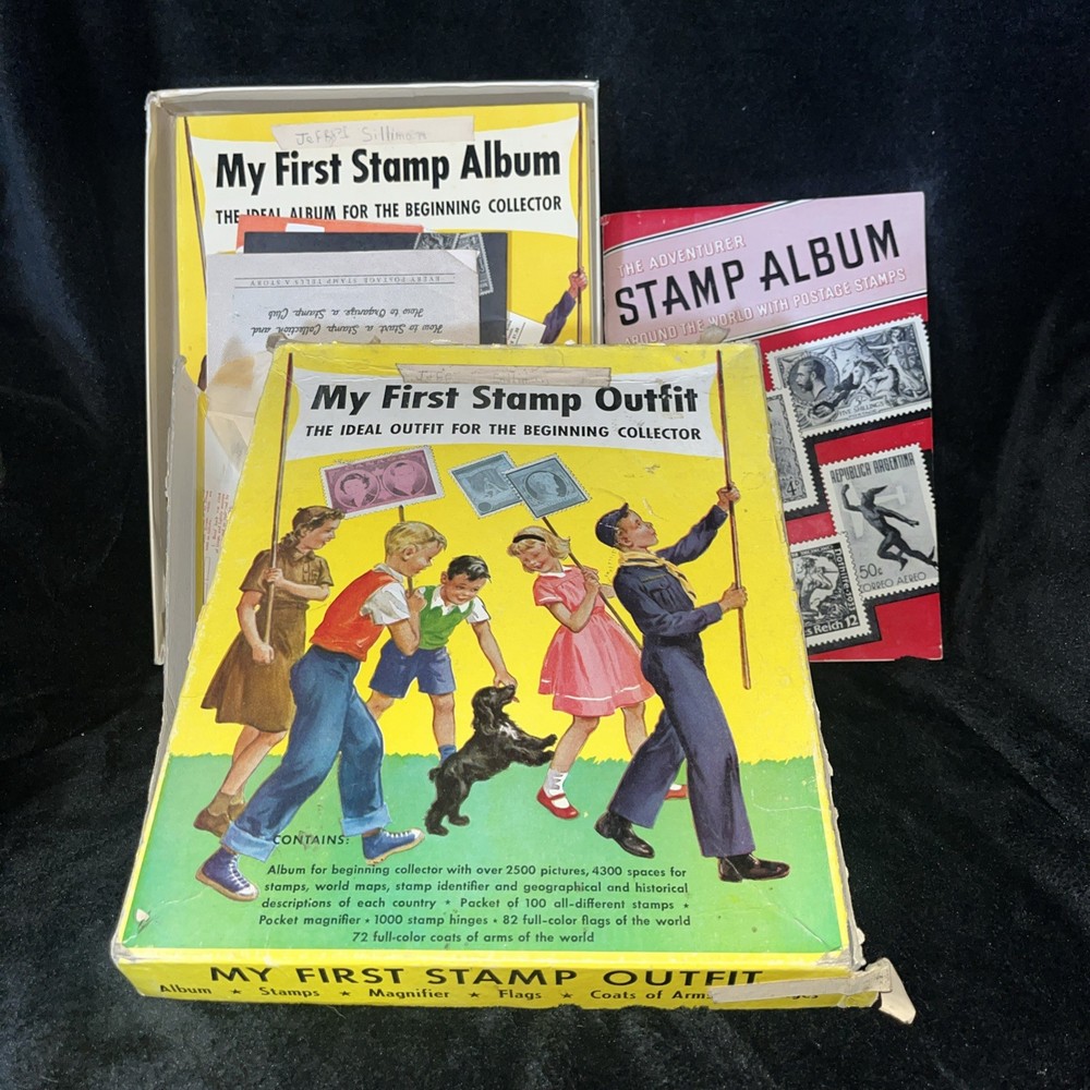 1953 The Adventurer Stamp Album Around the World & My First Stamp Outfit