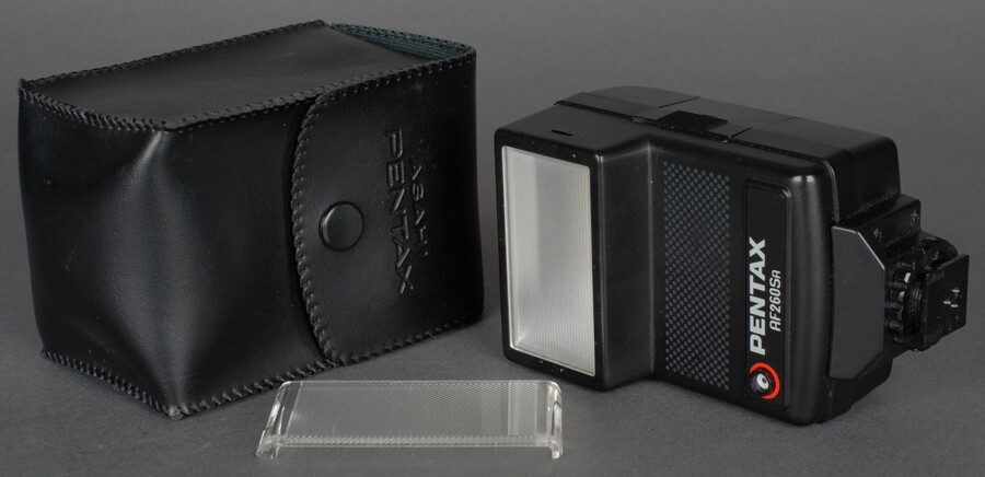 EX Pentax AF260SA AF 260 SA TTL Flash w/Case and  Diffusing panel Tested