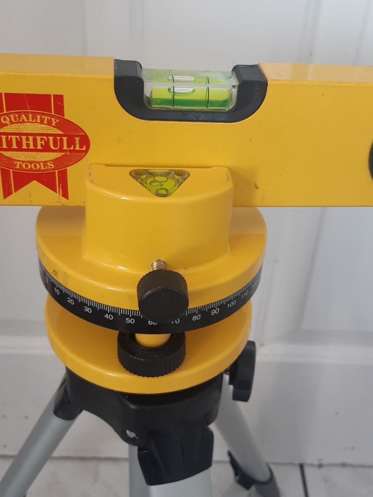 Laser level with tripod and case. Used. Good. Faithfull