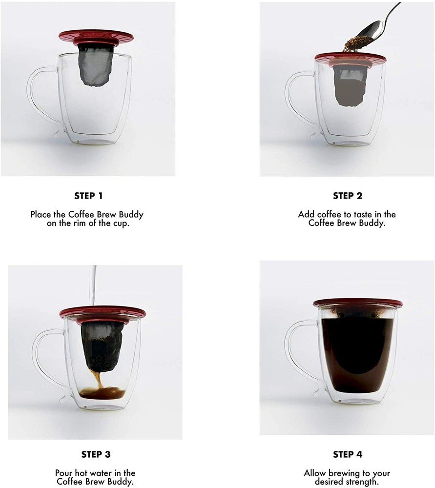 Primula Reusable Fine Mesh Filter Pour Over Maker Portable Coffee Brew Buddy,Red