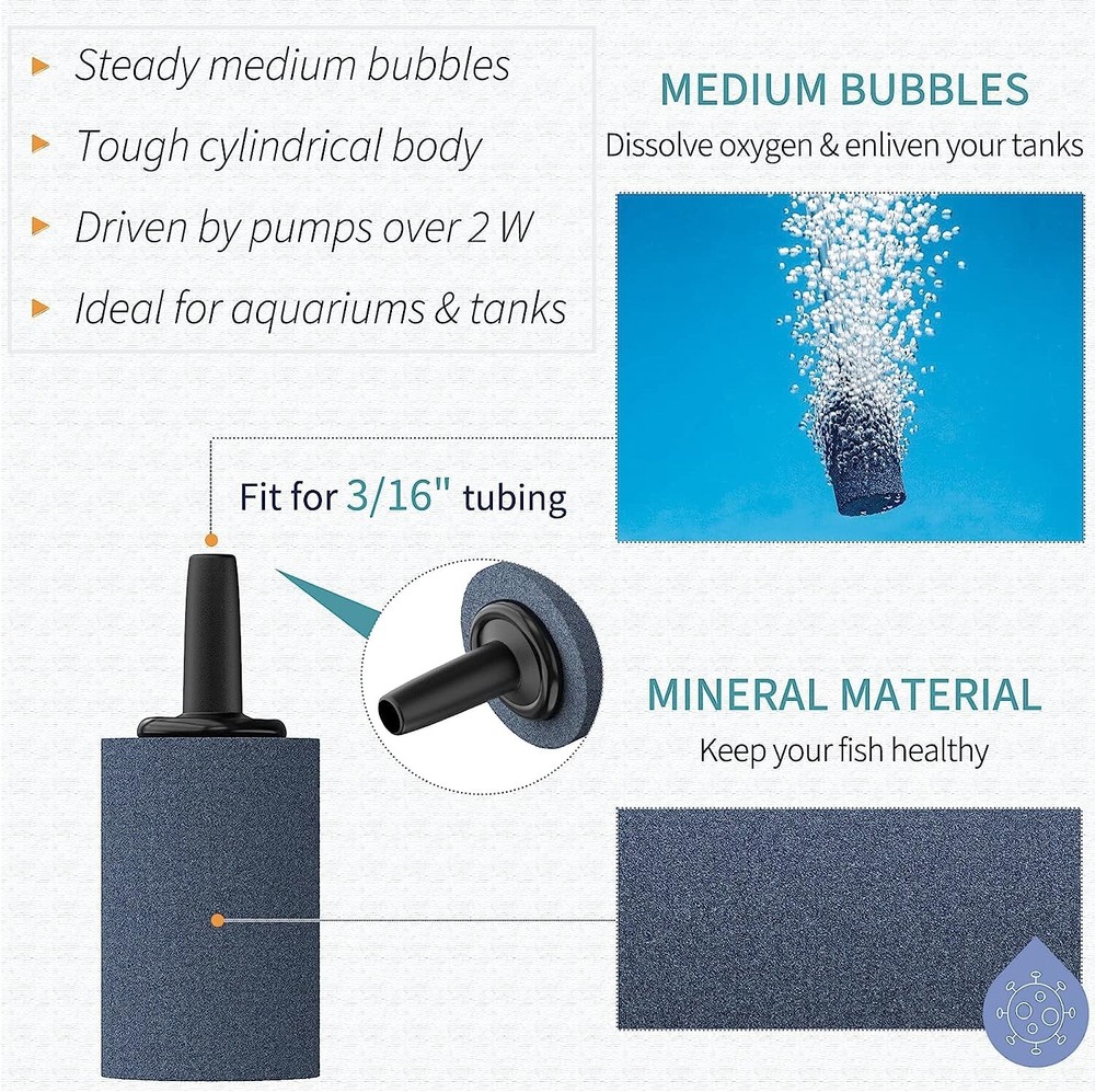 Aquarium Air Stone Bubble Diffuser - Tiny Size, Medium Bubbles, Easy to Use