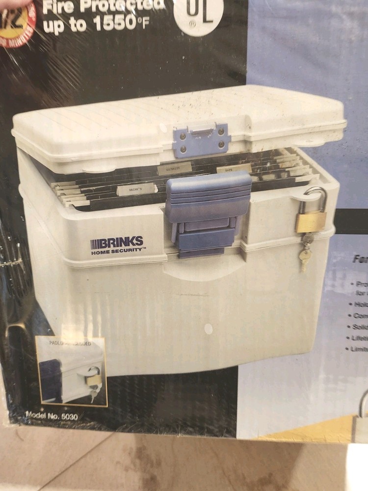Brinks Home Security Locked Box Fire Safe Rated 1/2 Hour