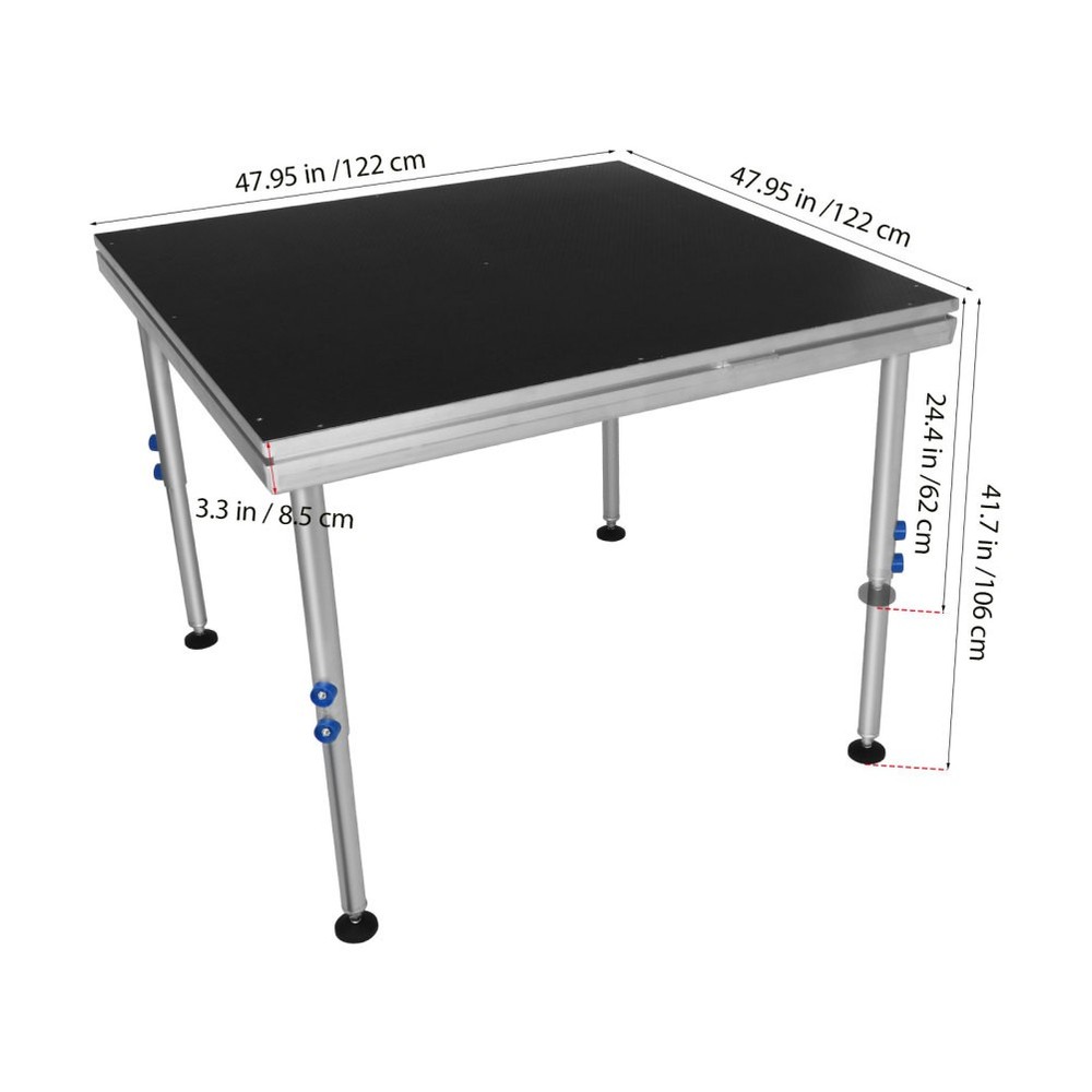 4x4ft Portable Stage Platform, 24"-40" Adjustable Height Stage Riser for Events