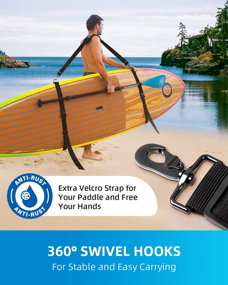 SUP Kayak Carry Strap Adjustable Shoulder Strap with Clips, New Version for P...