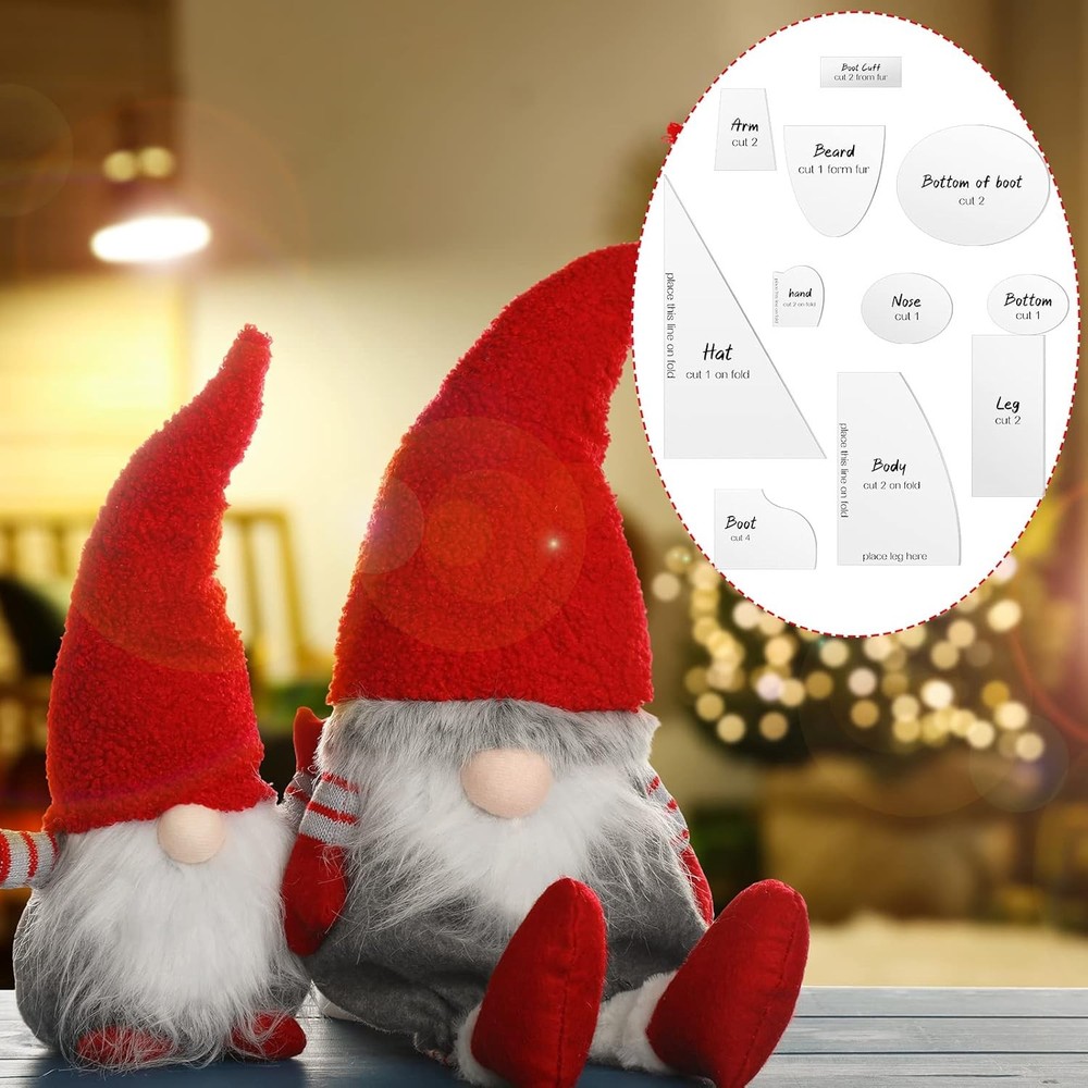 Jutom 11 Pcs Christmas Gnome Patterns for Sewing Basic transparent