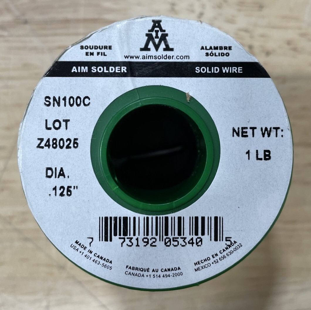 AIM Solder SN100C Lead-Free Solid Core Wire Solder .125" Dia. 1 lb. Spool (5340)