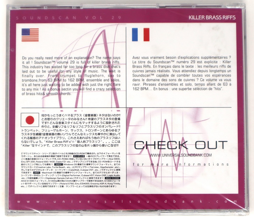 USB Soundscan 29 Killer Brass Riffs Akai Sample/Sound Library/Sampling CD